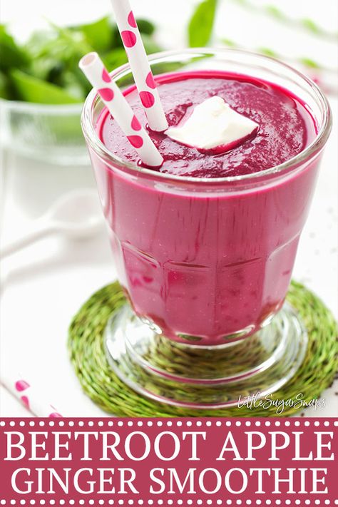 Apple Ginger Smoothie, Smoothie With Apple, Beetroot Smoothie, Beets Smoothie Recipes, Ginger Smoothie Recipes, Amazing Smoothie Recipes, Pink Smoothie, Beet Smoothie, Ginger Smoothie