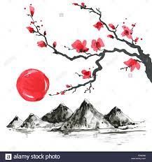 Cherry Blossom Drawing, Japanese Background, Japan Illustration, Japanese Art Styles, Japanese Watercolor, Carpe Koi, Cherry Blossom Art, Japanese Illustration, Background Drawing