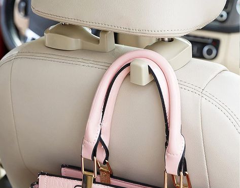 These $8 Car Headrest Hooks Make the Best Purse Holder For Any Spill-Prone Driver Car Seat Headrest, Car Cleaner, Purse Hook, Purse Holder, Baby Supplies, Dark Beige, Back Seat, Abs Material, Maserati