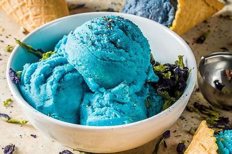 Blue Moon Ice Cream Recipe: Nope, We're Not Talking About Beer Here Blue Raspberry Ice Cream, Blue Moon Ice Cream Recipe, Hawaiian Ice Cream, Blue Moon Ice Cream, Watermelon Sorbet Recipes, Cranberry Orange Muffin Recipe, Orange Muffin Recipe, Blueberry Sorbet, Strawberry Ice Cream Recipe