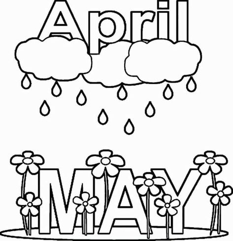 April Shower May Flowers Coloring Page - April Coloring Pages Printable May Coloring Pages, April Coloring Pages, Emoji Coloring Pages, April Showers Bring May Flowers, Flowers Coloring, Spring Coloring Pages, Free Coloring Sheets, Easy Coloring, No Rain No Flowers