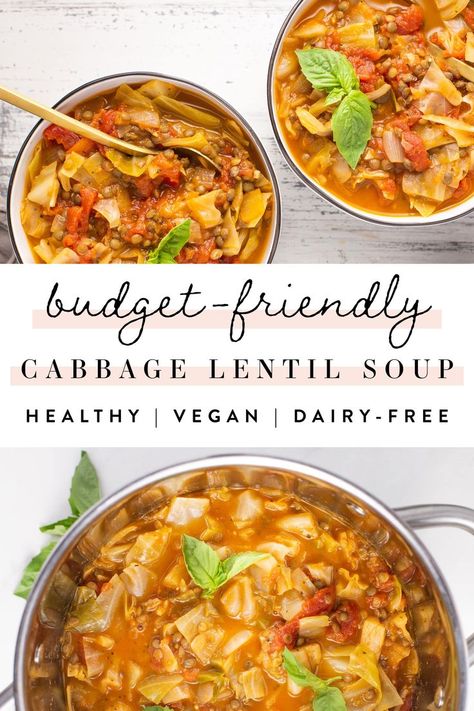 Cabbage Soup Vegan, Cabbage Lentil, Lentils Vegan, Bird Food Recipes, Vegan Lentil Soup, Eating Bird Food, Soup Vegan, Vegan Soup Recipes, Soup Chili