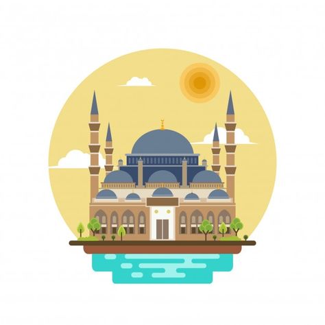 Mosque Animation, Hagia Sophia Mosque, Islamic Mosque, Ramadan Celebration, Eid Card, Eid Stickers, Muslim Ramadan, Mosque Art, Ramadan Background