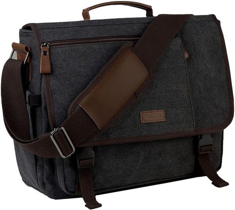 Messenger Bag for Men, VASCHY Canvas Water Resistant Briefcases 15.6in Laptop Bag Crossbody School Satchel Computer Bags for Work Office Bag for Women Dark Gray : Amazon.ca: Clothing, Shoes & Accessories Office Bags For Women, Bags For Work, Messenger Bag For Men, School Satchel, Business Travel Bag, Vintage Messenger Bag, Luggage Trolley, Laptop Messenger Bags, Office Bag