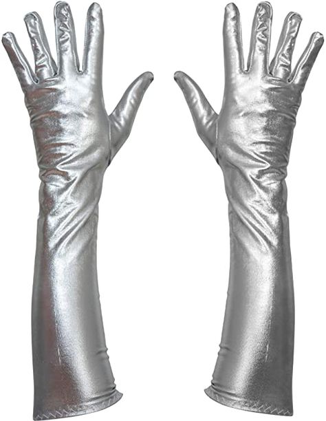 Amazon.com: Skeleteen Silver Metallic Opera Gloves - Roaring 20's Fancy Flapper Elbow Evening Gloves Accessories for Women and Girls : Clothing, Shoes & Jewelry Silver Gloves, Cruella Costume, Moon Costume, Gatsby Costume, Costume Gloves, Evening Gloves, Vintage Gloves, Opera Gloves, Roaring 20's