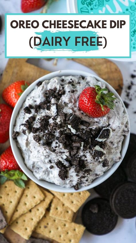 Dairy Free Dessert Dip Recipes, Dips Non Dairy, Vegan Dessert Dips For Parties, Dip Recipes Non Dairy, Easy Party Food Dairy Free, Dairy Side Dishes, Dairy Free Superbowl Food, Non Dairy Oreo Dessert, Dessert Dips Dairy Free