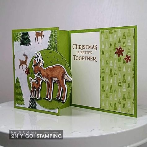 Christmas Card Layouts, Reindeer Card, Simple Christmas Cards, Stampin Up Christmas Cards, Christmas Card Crafts, Fold Cards, Stampin Up Christmas, Christmas Cards To Make, Stamping Up Cards