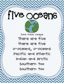 Once Upon a First Grade Adventure: Freebie: 5 Oceans Song Oceans Song, Classroom Songs, Ocean Unit, Continents And Oceans, Kindergarten Social Studies, Homeschool Geography, Homeschool Social Studies, 5 Oceans, Ocean Activities