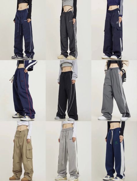 Acubi Pants, Kpop Concert Fits, Y2k Track Pants, Lounge Sweatpants, Tomboy Jeans, Pants Y2k, Baggy Cargo Pants, Korean Casual Outfits, Pants Elastic Waist