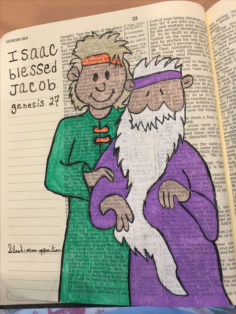 Genesis 27 #biblejournaling Genesis 27 Bible Journaling, Genesis 27, Bible Genesis, Blue Bible, Father Abraham, Study Topics, Beautiful Verses, Bible Journaling Ideas Drawings, Genesis 2