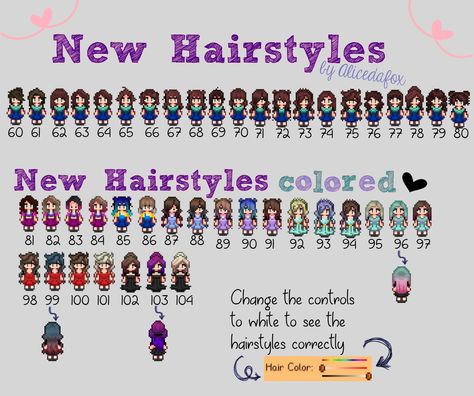 Some new Hairstyles and a few ones with a ombre effect coloring! Stardew Valley Tips, Mod Hair, New Hairstyles, All Hairstyles, Athletic Hairstyles, Stardew Valley, Light Brown Hair, Blonde Hair Color, New Hair