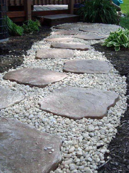 Top 60 Best Stone Walkway Ideas - Hardscape Path Designs Landscaping Around House, Cheap Landscaping Ideas, Walkway Landscaping, Pathway Landscaping, Garden Walkway, Easy Landscaping, Rock Garden Landscaping, Stone Path, Garden Path