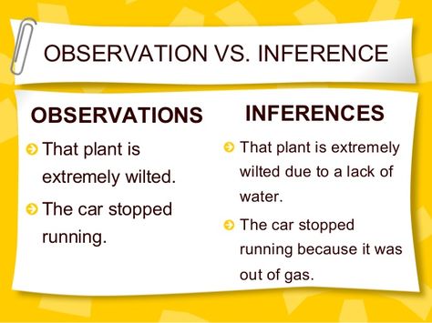 Observation And Inference Science, Observation Vs Inference, Kids Timeline, Science Pins, Science Board, Science Boards, Give Me Five, Higher Order Thinking, Grade 9