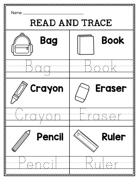 Read & Trace Worksheets: "Fun & Educational Read & Trace Worksheets for Kids | Made By Teachers | Worksheets for kids, Learning english for kids, English lessons for kids Educational Worksheets For Kids, School Supplies Tracing Worksheet, Trace Worksheets Preschool, All About Me Art Projects Preschool, Learning Pages For Toddlers, Learning Activities For 4yrs Old, My School Worksheets For Kids, Free Preschool Worksheets Printables, Prek Activities Teaching