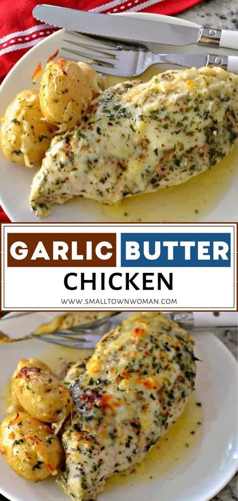 Easy Garlic Butter Chicken, Chicken Asian, Easy Garlic Butter, Potatoes Chicken, Chicken Lemon, Chicken Garlic, Recipes Skillet, Butter Steak, Thanksgiving Dinner Recipes