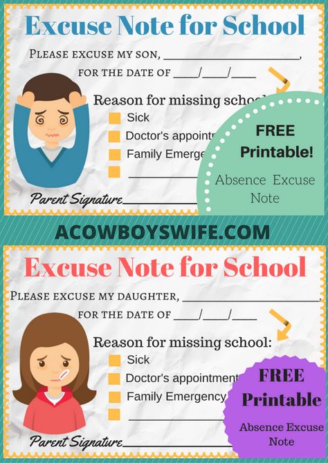 Back to School Excuse Note for school PRINTABLES! Super cute! School Excuse Notes Free Printable, Excuse Note For School, School Notes Template, School Excuse Notes, Back To School Notes, Parent Communication Forms, Absent From School, Lunchbox Notes For Kids, Middle School Essentials