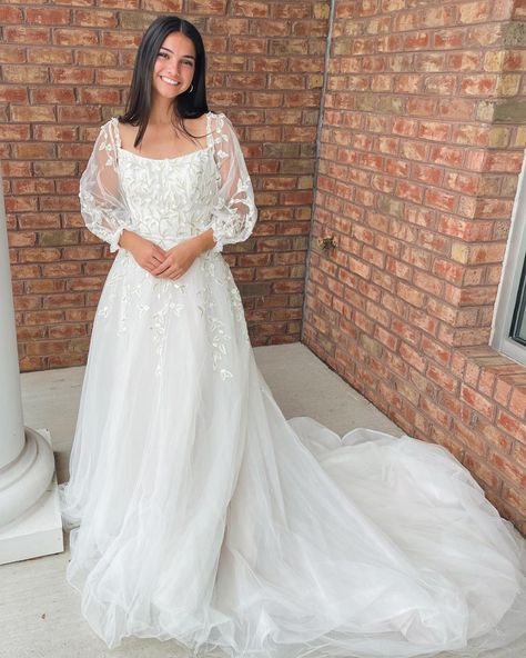 Square Neck Wedding Dress With Sleeves Lace, Scoop Neck Long Sleeve Wedding Dress, Maggie Sottero Louisa, Maggie Sottero Wedding Dresses Long Sleeve, Square Neckline Wedding Dress Sleeves, Plus Size Square Neck Wedding Dress, A Line Flowy Wedding Dress, Square Neck Long Sleeve Wedding Dress, Ballgown Wedding Dress With Sleeves