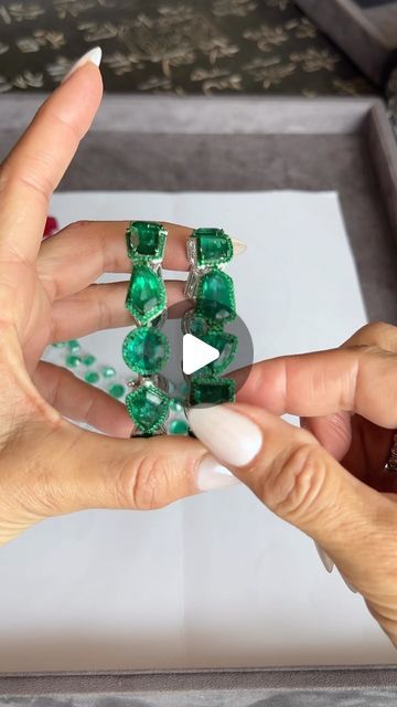 40K views · 7K likes | TRACEY ELLISON on Instagram: "GREEN WITH ENVY!!! Look at all the shapes of these @kamyenjewellery bracelets - they are perfectly matched in both bracelets - it took years to collect these fancy cut emeralds! Love how @kamyenjewellery has done a full diamond pavé setting on the sides…with emerald pavé around each stone. Absolutely gorgeous! 👏🏻👏🏻💚💚💎💎 #thediamondsgirl #thediamondsgirlxkamyen #classickamyen #kamyenjewellery #emerald #diamond#bracelet #oneofakindjewelry #jewelry #highjewelry #dubai#bahrain#doha" Emerald Bracelet Diamond, Green With Envy, Engagement Ideas, Pave Setting, Doha, Bahrain, Emerald Diamond, High Jewelry, Girls Best Friend