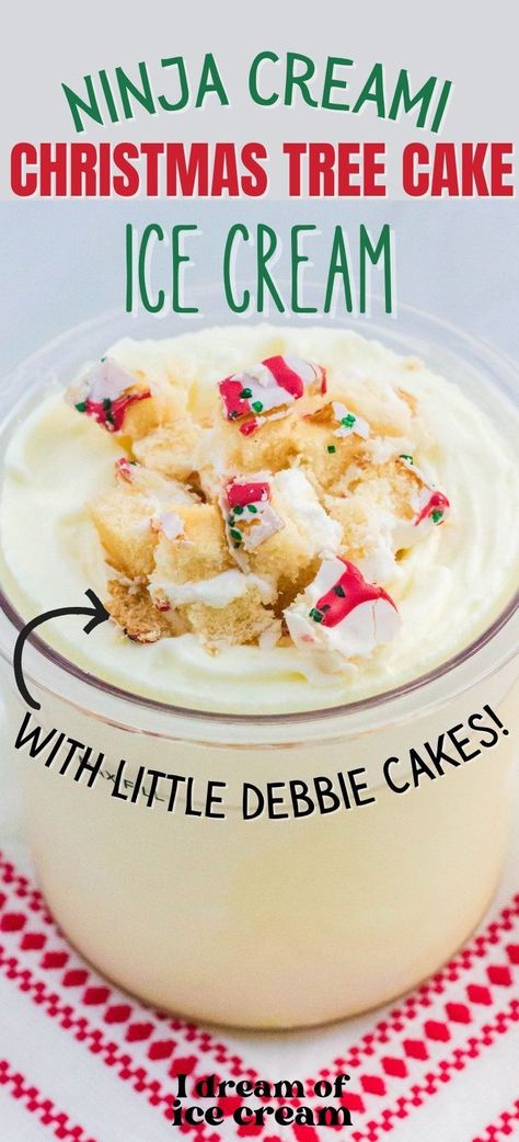 Christmas Tree Snack Cakes, Holiday Ninja Creami Recipes, Cake Batter Ice Cream Ninja Creami, Ninja Creami Ice Cream Recipes Christmas, Christmas Ninja Creami, Christmas Ninja Creami Recipes, Ninja Creami Sherbet Recipes, Easy Ninja Creami Recipes, Cool Whip Ice Cream