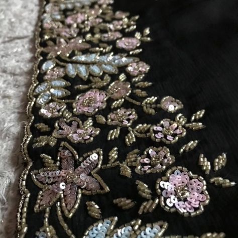 🪔🌸D@D🌸🪔 *#Ready To Go #* Black Premium Pure Chinnon Crepe Chiffon drapes of luxury embellished with designer floral sequins cut daana handwork & handwork bp @ ₹8220 shipping free for Our Resellers Colour & fabric customisable 🌸 Simple Blouses, Bday Gifts For Him, Zardosi Work, Hand Work Design, Bday Gifts, Pakistani Fancy Dresses, Heavy Work, Hand Work Embroidery, Pakistani Bridal Dresses