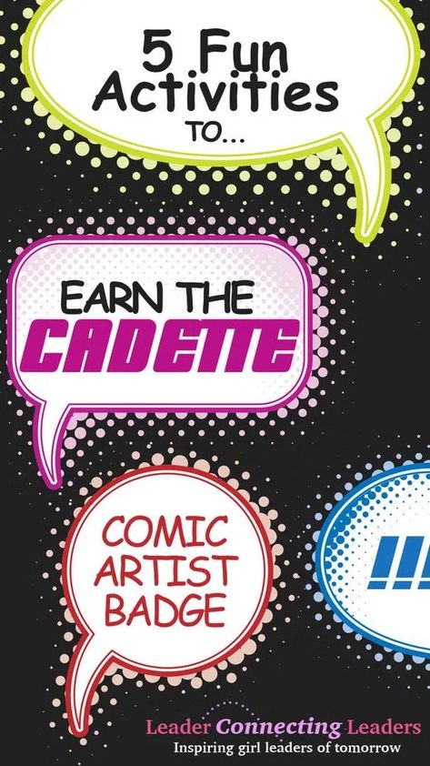 Cadette Comic Artist Badge, Cadette Book Artist Badge, Cadette Girl Scout Badges, Cadette Badges, Girl Scout Meeting Ideas, Make A Comic Book, Book Badge, Girl Scouts Cadettes, Badge Ideas