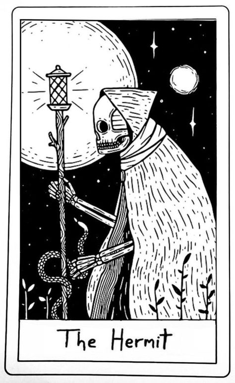 The Enigmatic Secrets of Tarot's Wisdom| #tarot #psychic #love #tarotcards #magic #tarotreadersofinstagram #tarotreader #tarotreading The Hermit Tarot Card Art, The Hermit Tarot Tattoo, Bar Names, Matt Bailey, Hermit Tarot, The Hermit Tarot, The Magician Tarot, Tarot Tattoo, Apocalypse Art