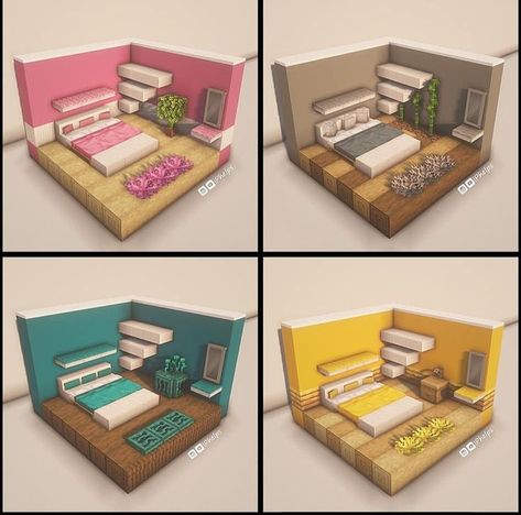 Modern Minecraft Bedroom Design, Minecraft Home Interior Bedroom, Minecraft Bedroom Tutorial, Minecraft Decor Bedroom, Casas De Minecraft Ideas Faciles, Modern Bedroom Minecraft, Cute Minecraft Bedroom Ideas, Bed Design Minecraft, Mc Bedroom