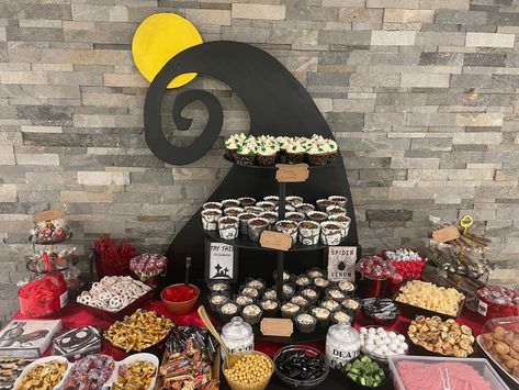 Nightmare Before Christmas Dessert Table, Nightmare Before Christmas Christmas Party, Nightmare Before Christmas Charcuterie, Nightmare Before Christmas Baby Shower Ideas, Nightmare Before Christmas Birthday, Nightmare Before Christmas Party, Halloween Shower Ideas, Nightmare Before Christmas Babyshower, Nightmare Before Christmas Kids