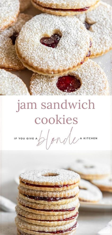 Christmas Sandwiches, Jam Sandwich, Cookie Sandwich Recipes, Cookie Platter, Dessert Platter, Jam Cookies, Shortbread Cookie Recipe, Festive Desserts, Roll Cookies