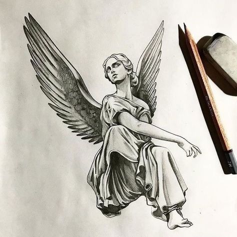 Christus Tattoo, Word Tattoo Ideas, Word Tattoo, Greek Mythology Tattoos, Clever Tattoos, Angel Tattoo Designs, Angel Drawing, Religious Tattoos, Mythology Tattoos