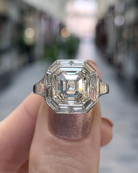 1,355 Likes, 35 Comments - Susannah Lovis Jewellers (@susannahlovisjewellers) on Instagram: “💎 NEW ARRIVAL 💎 Our GIA certified Asscher cut diamond halo ring! It’s a true beauty. Swipe across…” Square Diamond Engagement Ring, Asscher Cut Diamond Engagement Ring, Asscher Engagement Ring, Asscher Cut Engagement Rings, Bezel Set Engagement Ring, Contemporary Engagement Rings, Asscher Cut Diamond, Simulated Diamond Rings, Platinum Diamond Engagement Rings