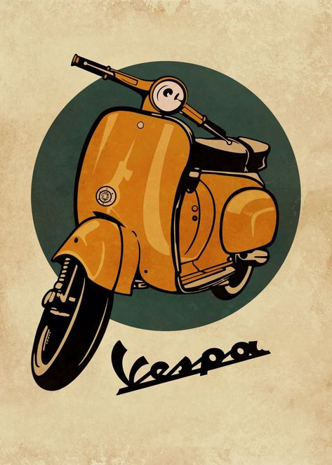 Motocycle Art, Vespa Illustration, Classic Scooter, Sublimacion Ideas, Cool Car Drawings, Poster Classic, Vw Vintage, Witchy Wallpaper, Retro Images