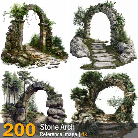 Stone Arch | Reference Images | 4K,  on ArtStation at https://www.artstation.com/artwork/DLxJG9 Castle Wall Design, Rock Arch, Environment Sketch, Fairy House Crafts, Miniature Bases, Body Sketches, Stone Arch, Architecture Design Sketch, Graphic Design Tips