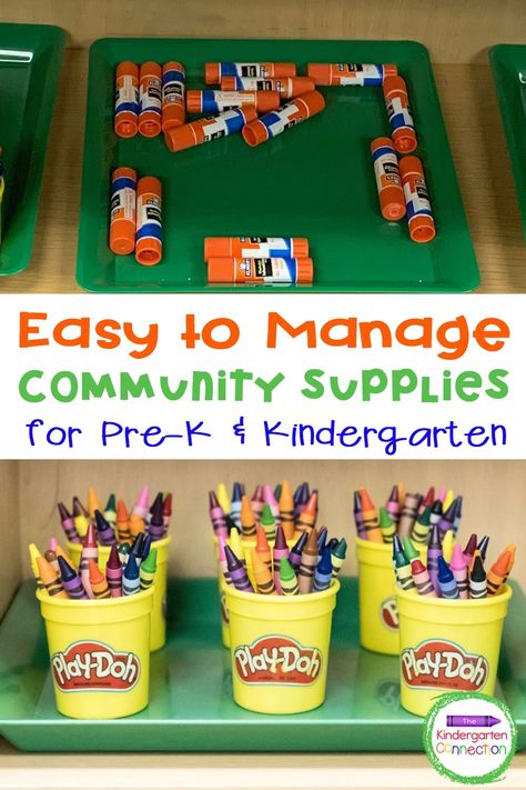 Preschool Room Essentials, Best Kindergarten Classroom Toys, Preschool Room Organization, Kindergarten Supplies Organization, Preschool Supply Organization, Preschool Room Organization Ideas, Organize Kindergarten Classroom, Preschool Resource Room Organization, Preschool Classroom Environment