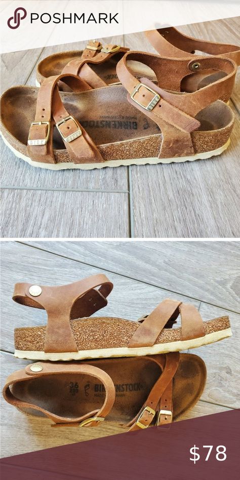 Birkenstocks Kumba Sandals, in Cognac Oiled Leather, EU women's size 36 Birkenstock Kumba, Summer Wardrobe Staples, Birkenstock Shoes, Nubuck Leather, Cognac, Birkenstock, Ankle Strap, Buckle, Womens Sizes