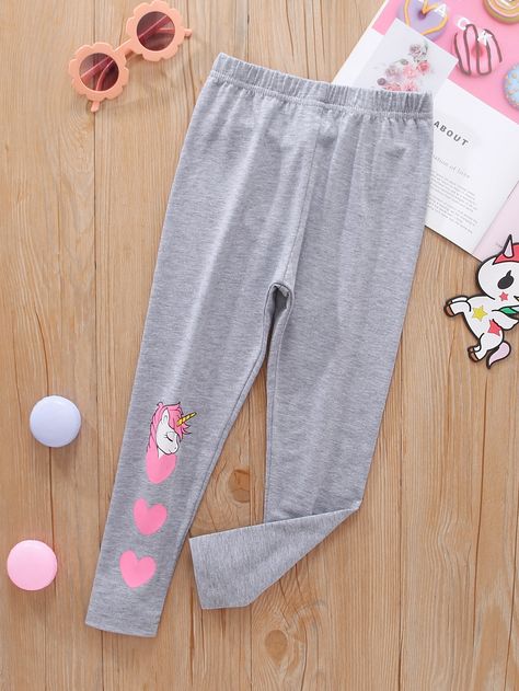 Grey Casual   Cotton Cartoon,Heart Regular Embellished Medium Stretch All Toddler Girls Clothing Toddler Girl Leggings, Toddler Girls Leggings, Cute Night Lights, Girl Leggings, Cartoon Heart, Knit Bottom, Print Leggings, Girls Leggings, Toddler Girl Outfits