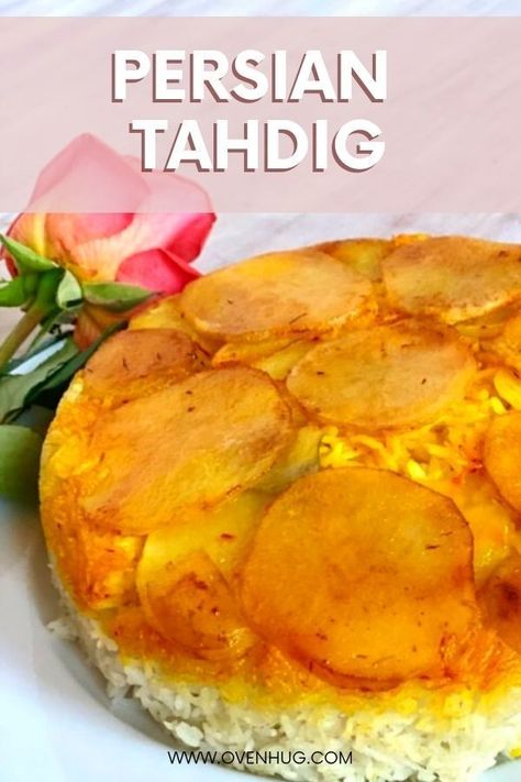 Tahdig Rice, Persian Crispy Rice, Potato Tahdig, Tahdig Recipe, Rice Crust, Persian Dishes, Persian Rice, Iranian Cuisine, Rice Bread