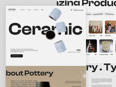 Ceramic - Art studio website designed by Awsmd. Connect with them on Dribbble; the global community for designers and creative professionals. Ceramics Website Design, Pottery Website Design, Ceramic Website, Pottery Website, Ceramic Portfolio, Studio Website, Art Web, Clay Vase, Pottery Shop