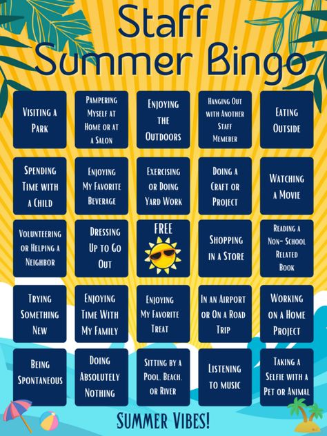 Back To School Ice Breakers For Teachers, Staff Scavenger Hunt For Teachers, School Year Themes For Staff, Staff Newsletter Ideas, Teacher Games For Staff, Staff Games For Teachers, Staff Bingo, Pbis Incentives, School Leadership Principal