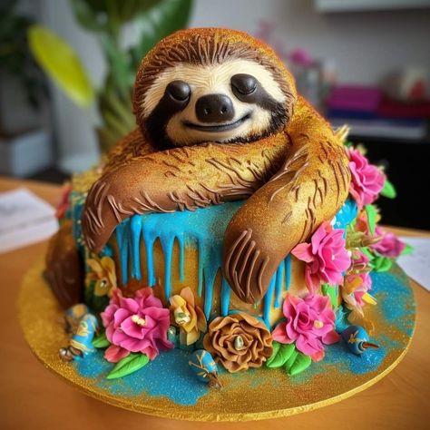 Sloth Cake, Elephant Birthday Cakes, Sloth Cakes, Stunning Cakes, New Birthday Cake, Sloth Birthday, Birthday Sheet Cakes, Cake Hacks, Cookie Cake Recipe