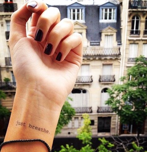 Typewriter Tattoo, Just Breathe Tattoo, A Small Tattoo, Tattoo Forearm, Tattoo Wrist, Disney Tattoo, Arrow Tattoos, Music Tattoos, Wrist Tattoo