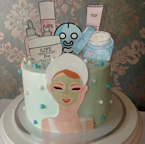 Skincare Cake Design, Skincare Birthday Cake, Spa Birthday Cake, Elephant Birthday Cakes, Spa Cake, Surprise Birthday Decorations, Spa Birthday, Funny Birthday Cakes, Elephant Birthday