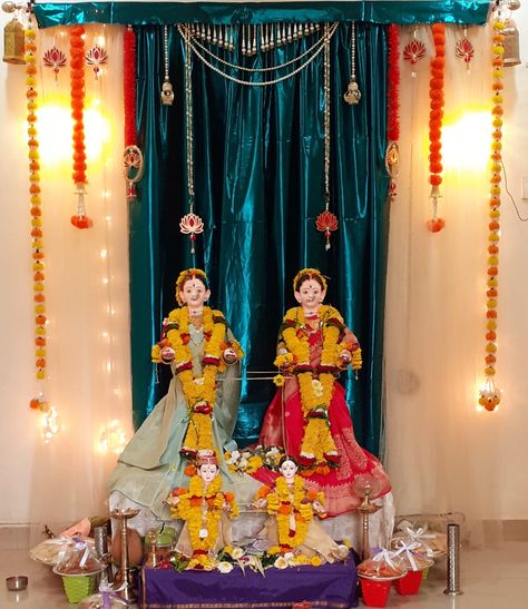 Narayan Wandre Mahalaxmi decoration at home,mahalaxmi, gauri, Decoration For Mahalaxmi At Home, Gauri Decoration Ideas At Home, Mahalaxmi Decoration Ideas At Home, Mahalaxmi Decoration, Gauri Decoration, Gauri Ganpati, Ganpati Decor, Plan Quotes, Garland Design