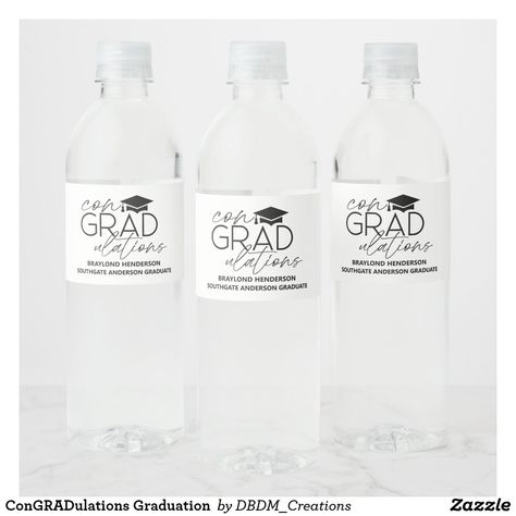 ConGRADulations Graduation Water Bottle Label, Drink Labels, Water Bottle Labels, Fathers Day Cards, Bottle Labels, Wedding Pinterest, Party Design, Graduation Party, Rosé Wine Bottle