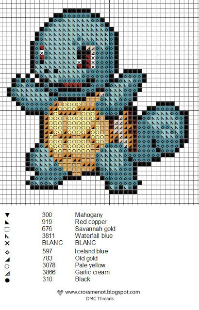 sandylandya@outlook.es  Cross me not: Pokémon Squirtle Squirtle Cross Stitch, Pokemon Cross Stitch Patterns, Pokemon Cross Stitch, Crochet Pokemon, Pokemon Pattern, Pokemon Craft, Nerd Crafts, Crocheted Toys, Motifs Perler