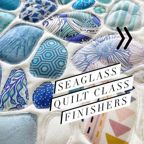 Seaglass Quilt, Watercolour Quilts, Sea Glass Quilt, Watercolor Quilt, Modern Quilting Designs, Seashell Projects, Applique Art, Landscape Quilts, Modern Quilting