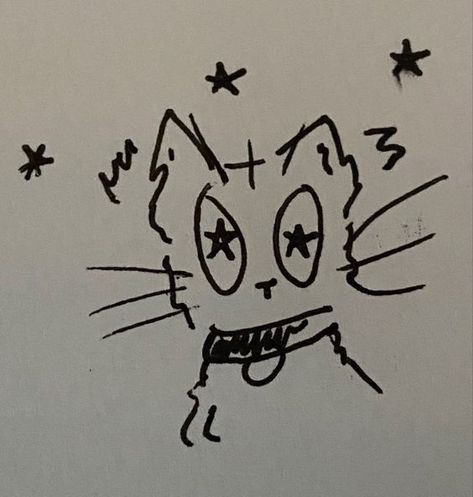 small little cat doodle 📼 Punk Doodles Easy, Skrunkly Cat Drawing, Small Creepy Doodles, Mini Drawings Easy, Little Cat Doodle, Small Cat Drawing, Cat Doodle Easy, Kitty Cat Drawing, Fluffy Cat Drawing