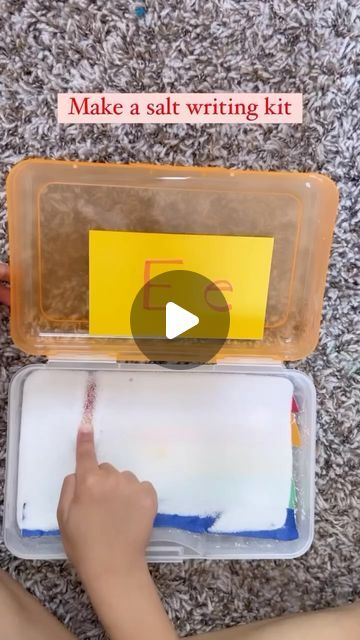 Arwa Saif | my_busy_kid on Instagram: "This salt writing tray is a game changer for kids to learn writing without tracing All you need is a box , some salt and rainbow paper or tape sticked on the base to make it more fun #simpleactivities #toddleractivities #activitiesforkids" Diy Sand Writing Tray, Rainbow Paper, Game Changer, Educational Projects, Kids Learning Activities, Business For Kids, Teaching Reading, All You Need Is, Small Groups