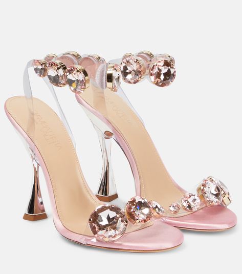 Diamond Clash Embellished Sandals in Pink - Giambattista Valli | Mytheresa Event Shoes, Shiny Shoes, Trendy Shoes Sneakers, Boot Jewelry, Embellished Sandals, Womens Shoes High Heels, Giambattista Valli, Evening Shoes, Footwear Design Women