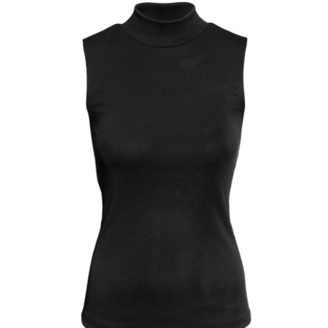 Sleeveless Turtleneck Top In Thick, Ribbed Jersey. Fits Well On The Body And Very Comfortable. Open Sleeves Are Great Cause You Don't Get Too Hot! Never Worn! Willing To Negotiate On Prices :)